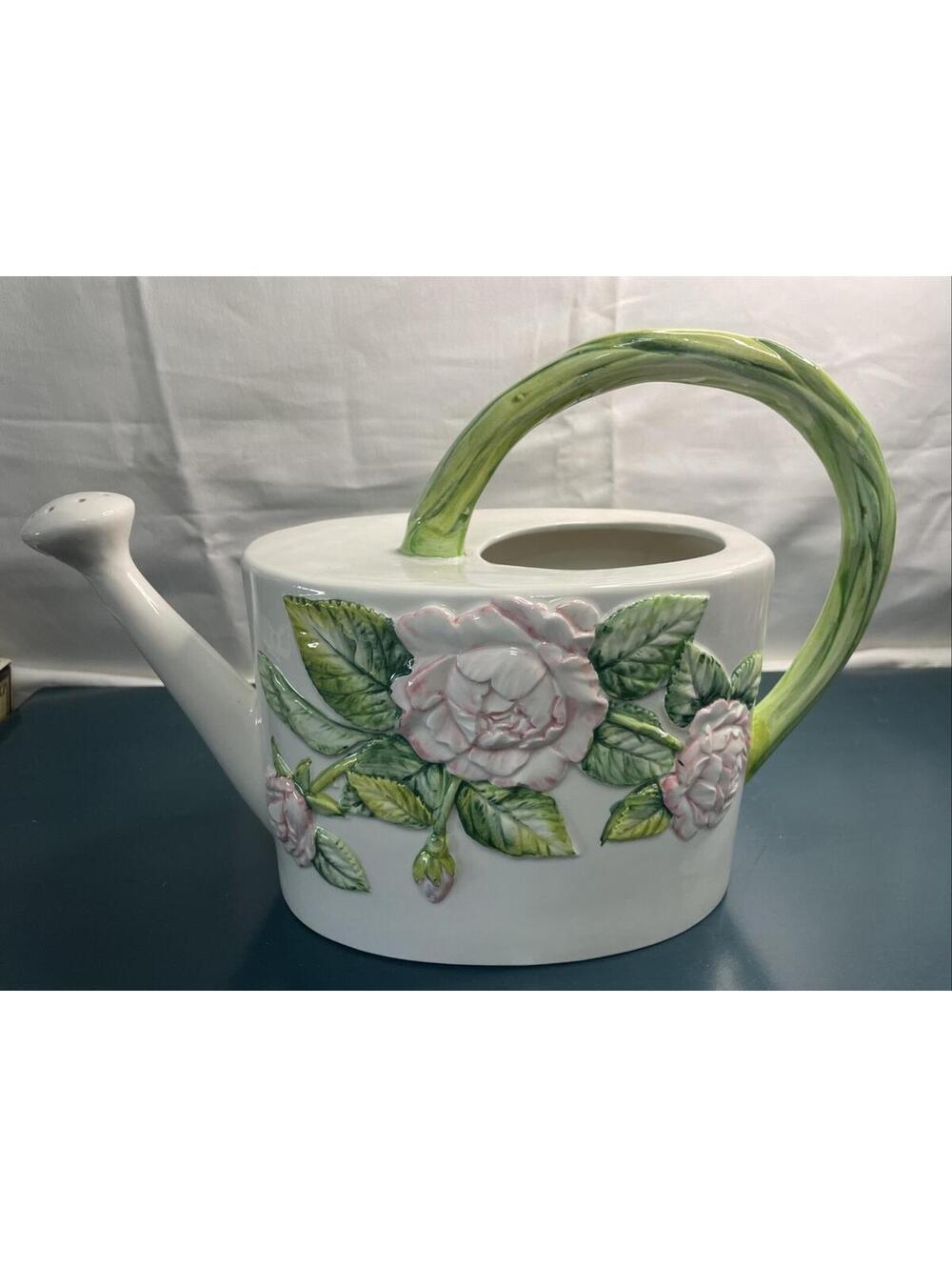 Vintage Watering Can  Ceramic Lord And Taylor “Watercolor Roses”